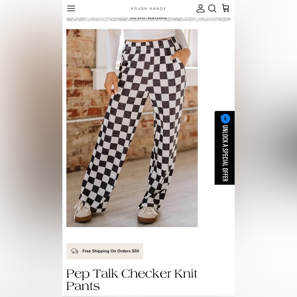 Black and White Checker Wide Leg Pants